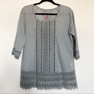 Johnny Was Gray Tunic with Lace Details